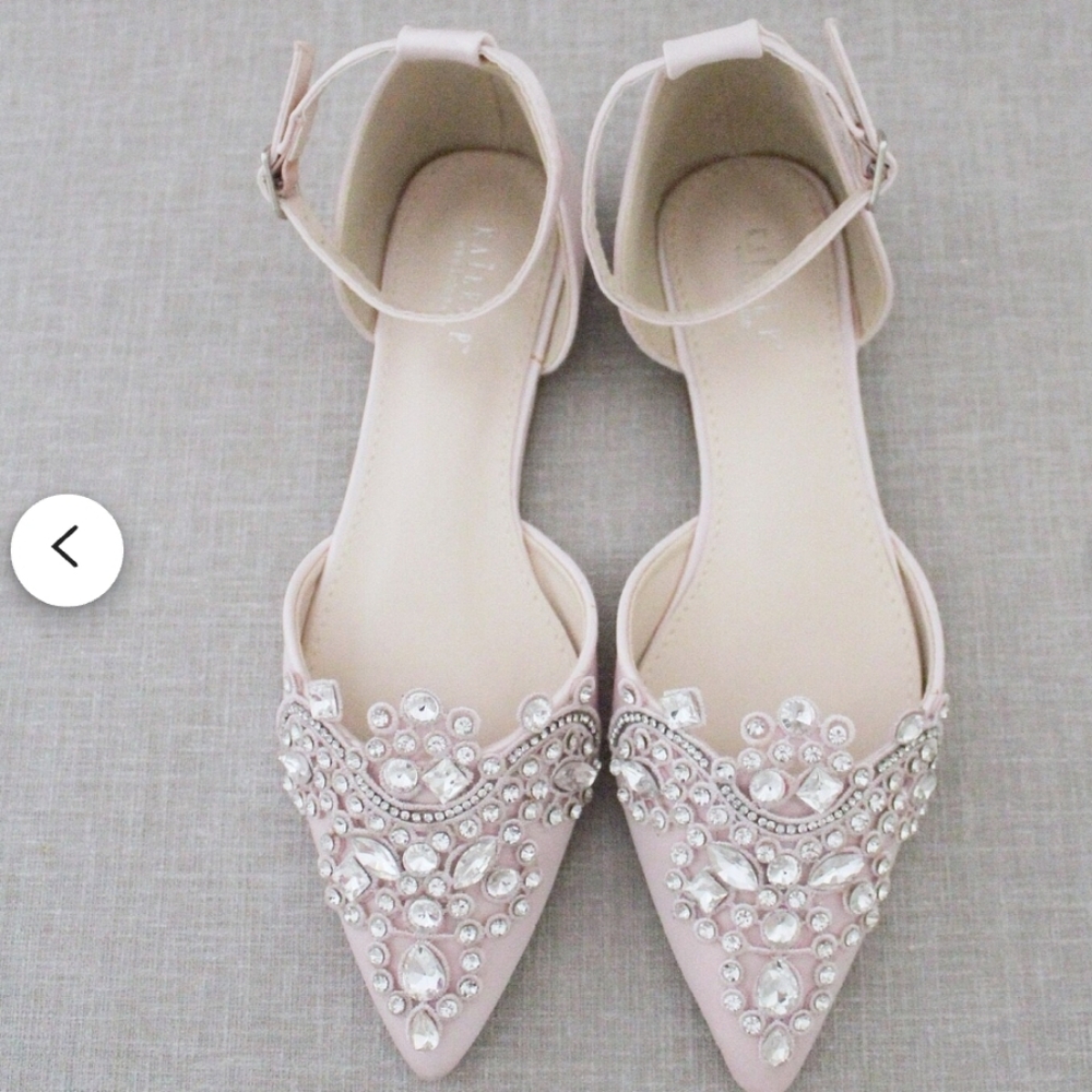 Satin Dusty Pink Flat Shoes size 10